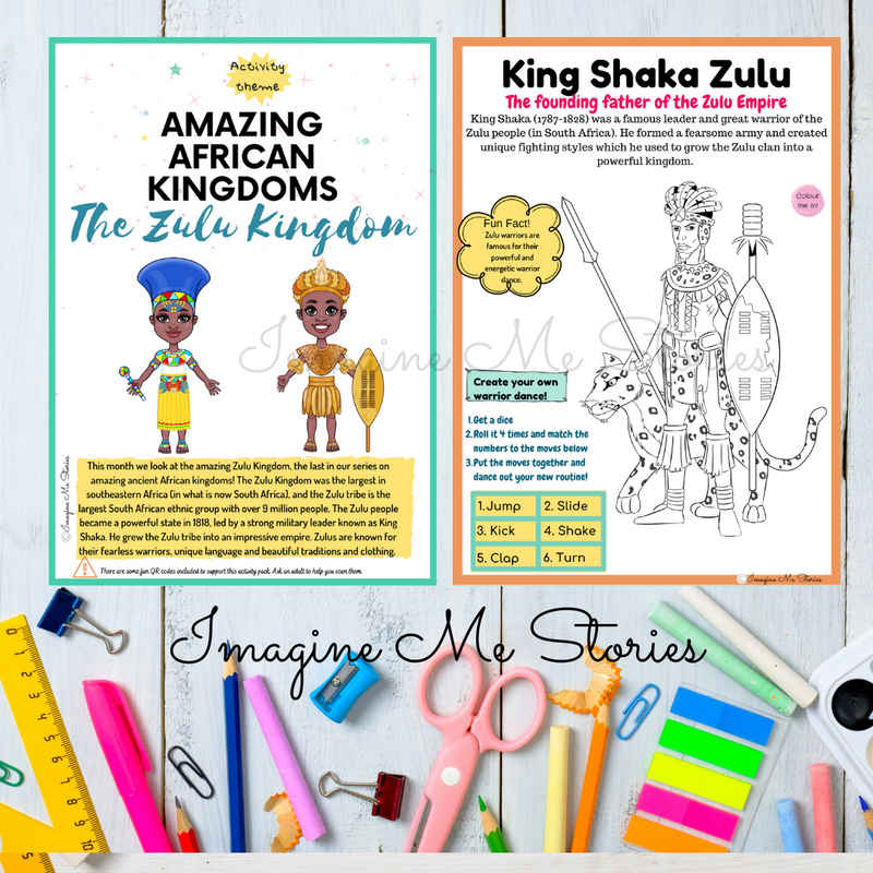 DIGITAL FILE: Zulu Kingdom Activity Pack (Amazing African Kingdoms Series) - Imagine Me Stories
